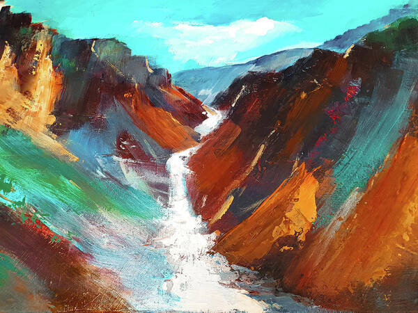 Yellowstone Art Print featuring the painting Grand Canyon of the Yellowstone by Elise Palmigiani