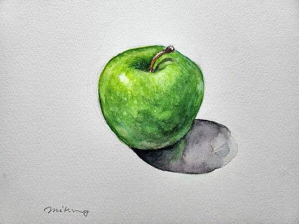  Art Print featuring the painting Green Apple by Mikyong Rodgers