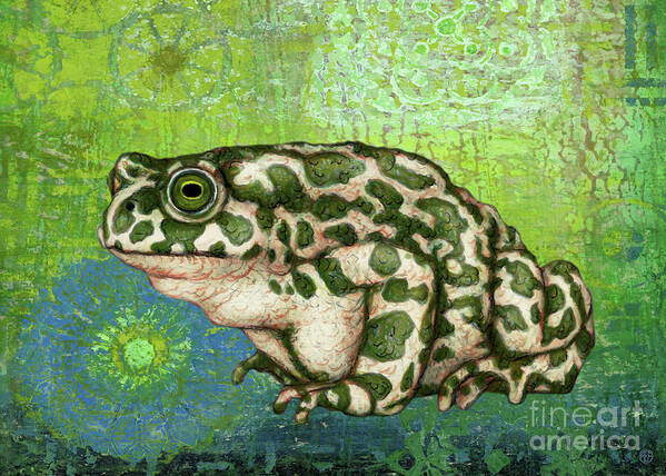 Toad Art Print featuring the painting Green Toad Abstract by Amy E Fraser