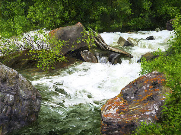 Grizzly Creek Art Print featuring the painting Grizzly Creek Spring Melt #5 by Hone Williams