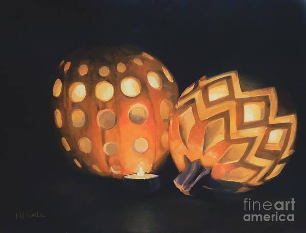 Halloween Art Print featuring the painting Halloween glow by K M Pawelec