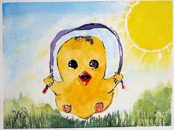 Whimsy Art Print featuring the painting Happy Duckie Summer by Valerie Shaffer