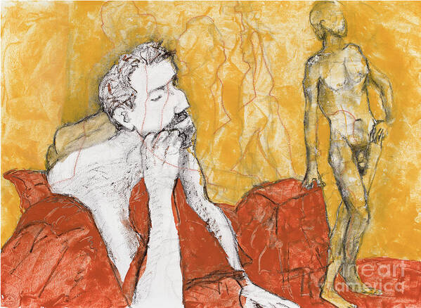 Life Drawing Art Print featuring the mixed media Heads Up by PJ Kirk