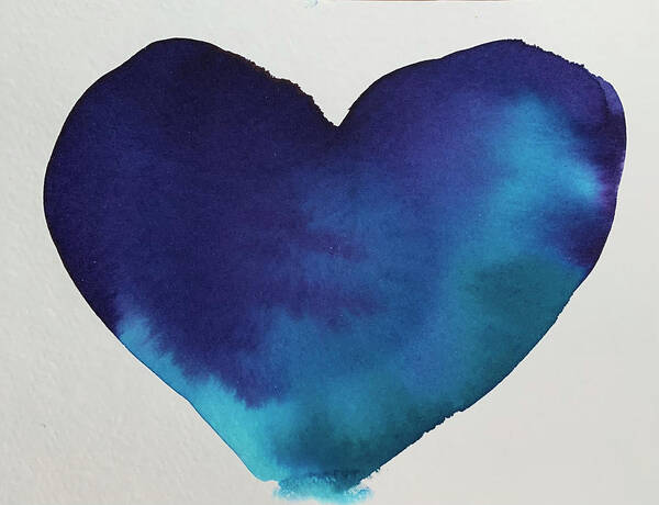 Watercolor Art Print featuring the painting Heart Blues by Sandy Rakowitz