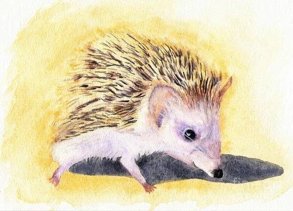 Hedgehog Art Print featuring the painting Hedgehog by Vicki B Littell