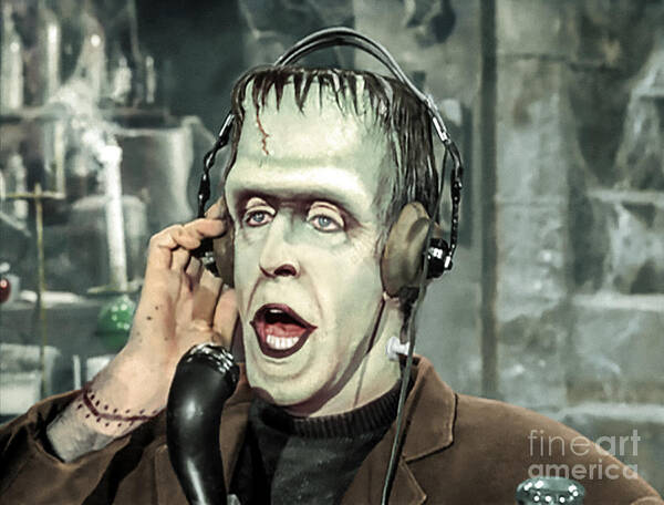 Herman Munster Art Print featuring the photograph Herman Munster at the radio by Franchi Torres