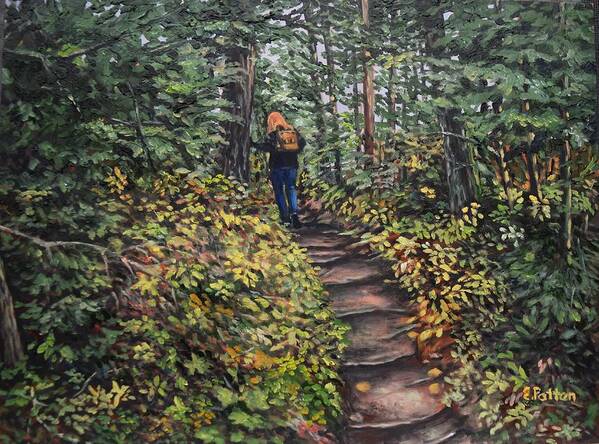 Maine Art Print featuring the painting Hiking, Quoddy Head State Park by Eileen Patten Oliver