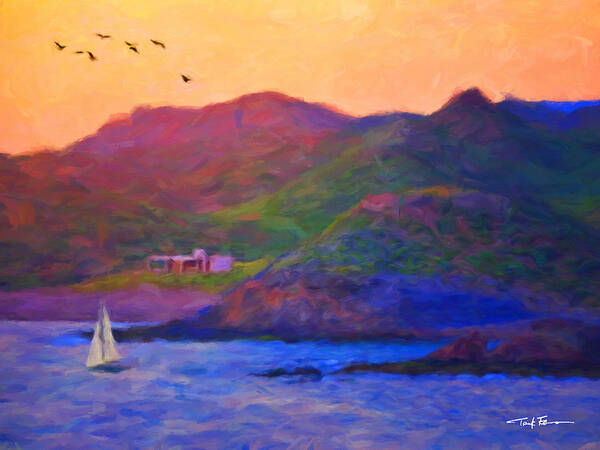 Landscape Art Print featuring the painting Himalaya Bay, Senora, Mexico by Trask Ferrero