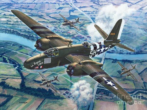 A-20 Art Print featuring the painting Historic A-20 Havoc by Stu Shepherd