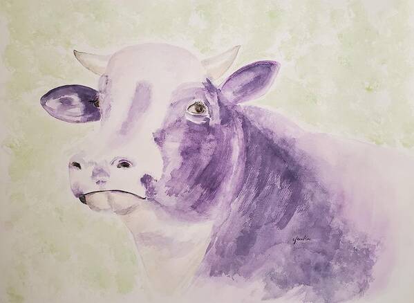 Cow Art Print featuring the painting How Now Purple Cow by Claudette Carlton