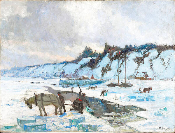 Maurice Cullen Art Print featuring the painting Ice Cutting - Quebec City by Maurice Cullen