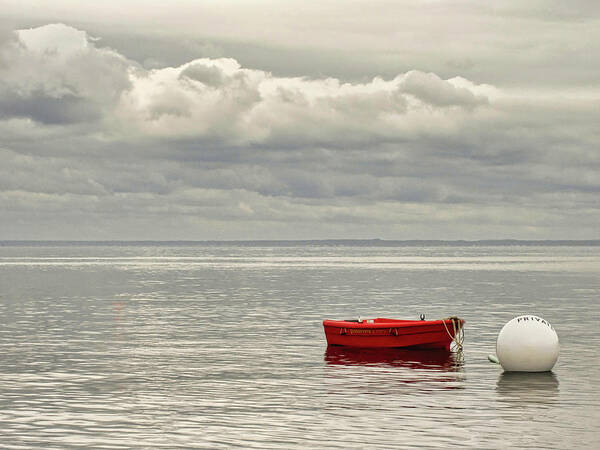 Isles Of Shoals Art Print featuring the photograph Isles Of Shoals Red Dinghy by Deb Bryce