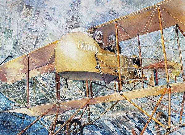 November 18 Art Print featuring the painting Juliette Low rides in a biplane by Merana Cadorette