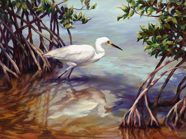 Heron Art Print featuring the painting Key West Breakfast by Laurie Snow Hein