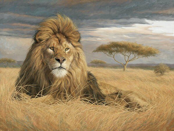 Lion Art Print featuring the painting King Of The Pride by Lucie Bilodeau