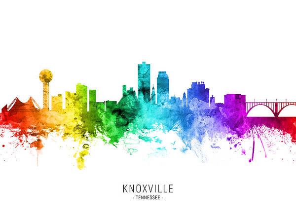 Knoxville Art Print featuring the digital art Knoxville Tennessee Skyline #94 by Michael Tompsett