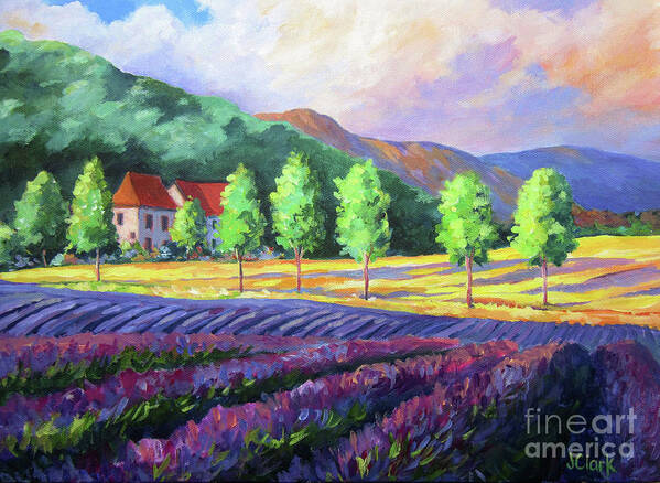 Provence Art Print featuring the painting Lavender Fields in Provence by John Clark