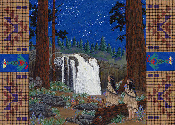 America Art Print featuring the painting Legend of Snoqualmie Falls by Chholing Taha