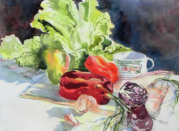 Parsons Art Print featuring the painting Lettuce Talk by Sheila Parsons