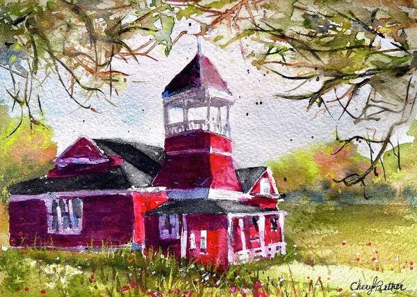 School Art Print featuring the painting Little Red Schoolhouse by Cheryl Prather