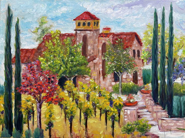 Lorimar Vineyard And Winery Art Print featuring the painting Lorimar in Autumn by Roxy Rich