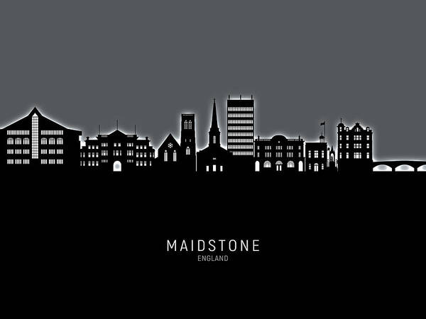 Maidstone Art Print featuring the digital art Maidstone England Skyline #49 by Michael Tompsett