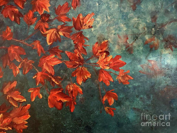 Maple Art Print featuring the painting Maple Leaves by Zan Savage