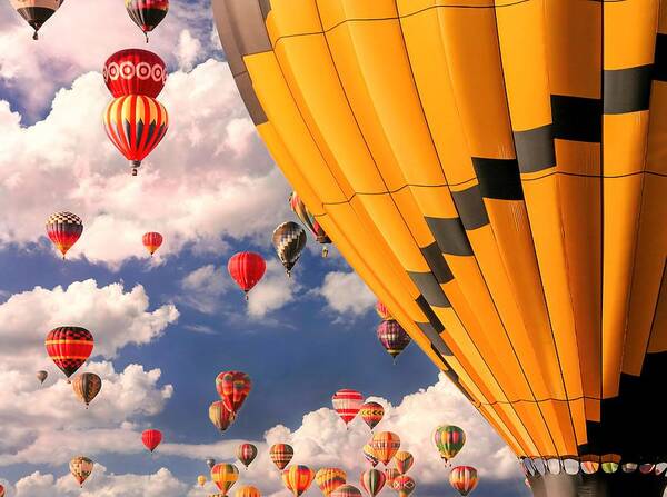 Albuquerque Balloon Fiesta Art Print featuring the mixed media Mass Ascension by Rebecca Herranen