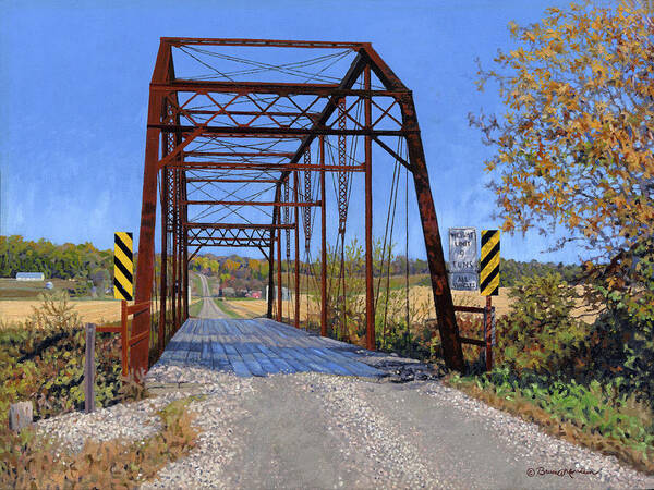 Rural Art Print featuring the painting Medford Avenue Bridge by Bruce Morrison