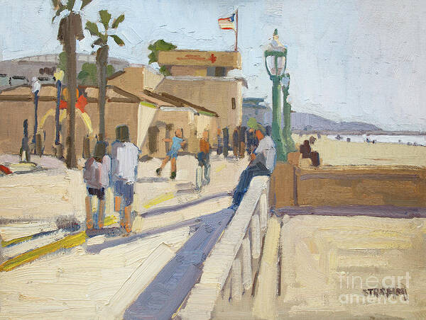 Mission Beach Art Print featuring the painting Mission Beach Lifeguard Tower - San Diego, California by Paul Strahm