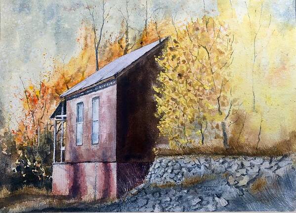 Gold Mine Art Print featuring the painting Mogollon Miners Shack by John Glass