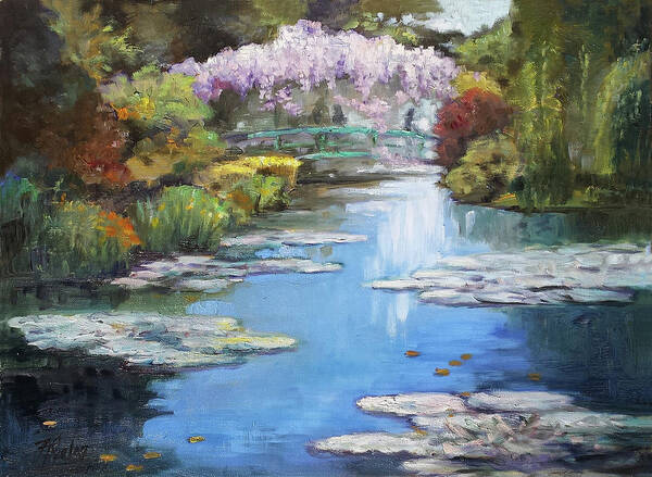 Giverny Art Print featuring the painting Monet's Garden in Giverny by Irek Szelag