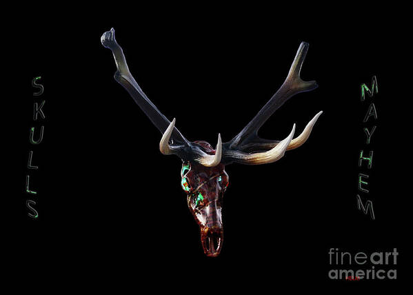 Elk Art Print featuring the mixed media Monster Elk by Mayhem Mediums