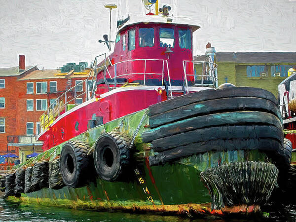 Tugboat Art Print featuring the digital art Moran Tug Up Close by Deb Bryce