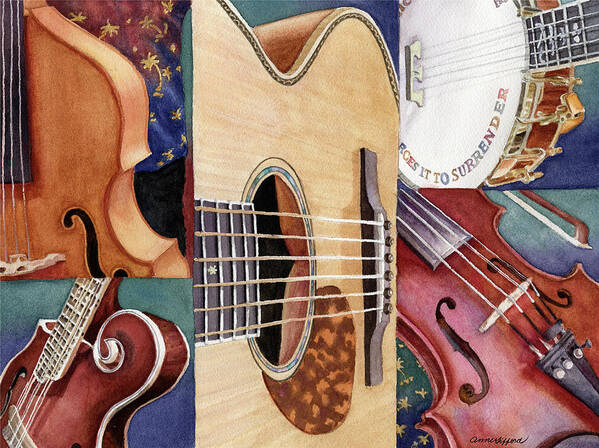 Music Painting Art Print featuring the painting Music Mosaic by Anne Gifford