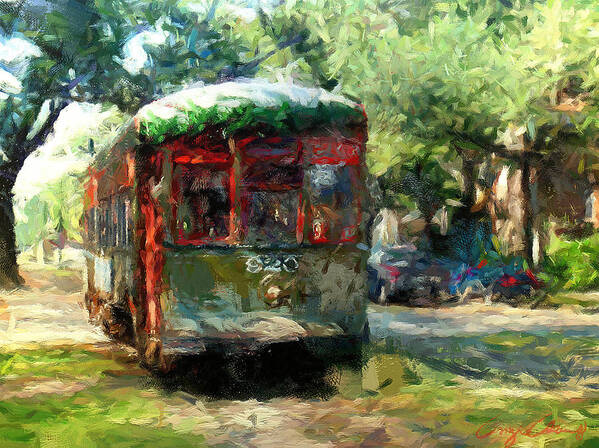 New Orleans Streetcar Art Print featuring the painting New Orleans Streetcar by Amzie Adams
