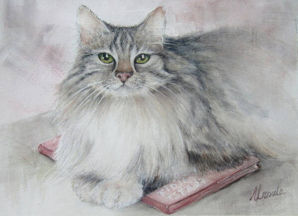 Norwegian Forest Cat Art Print featuring the painting Norwegian Forest cat by Ursula Brozovich