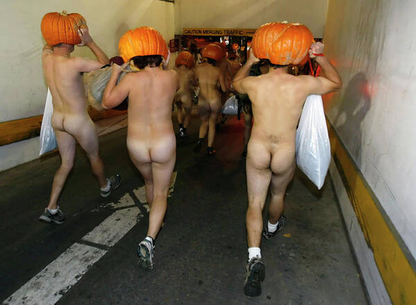 Nude Men Art Print featuring the photograph Nude Pumpkin Run by Rick Wilking