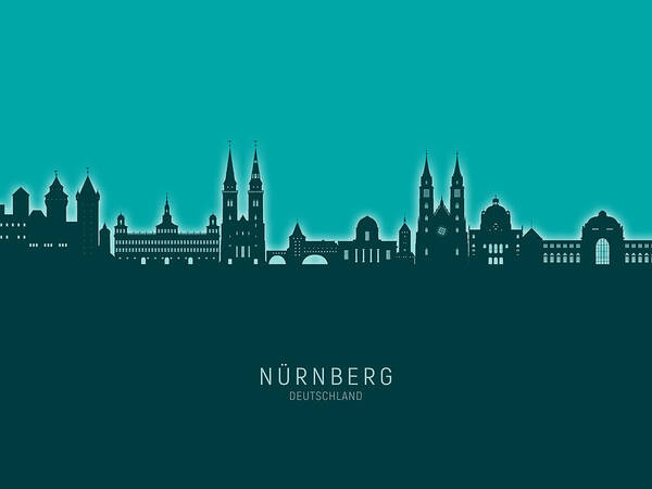 Nürnberg Art Print featuring the digital art Nurnberg Germany Skyline #95 by Michael Tompsett