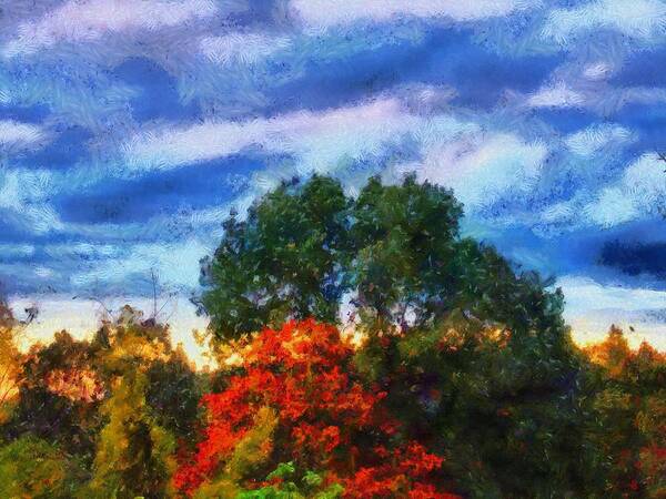 Trees Art Print featuring the mixed media October in the Field by Christopher Reed