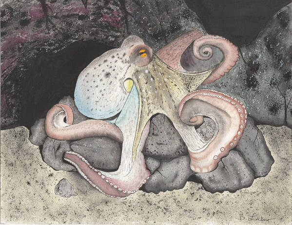 Octopus Art Print featuring the painting Octopus by Bob Labno