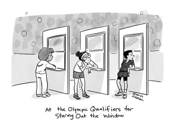 Captionless Art Print featuring the drawing Olympic Qualifiers For Window Staring by Sofia Warren