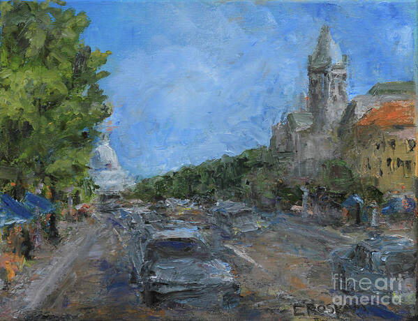 Pallette Knife Art Print featuring the painting On the Avenue by Elizabeth Roskam