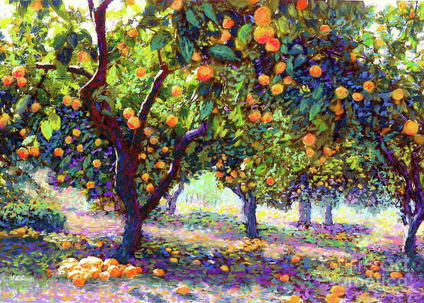 Landscape Art Print featuring the painting Orange Grove of Citrus Fruit Trees by Jane Small
