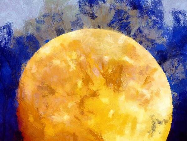 Moon Art Print featuring the mixed media Orange Moon by Christopher Reed