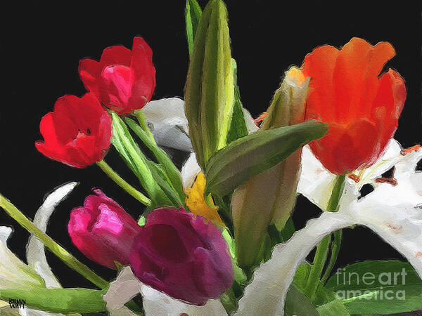 Tulips Art Print featuring the photograph Out of the Darkness...Light by Brian Watt