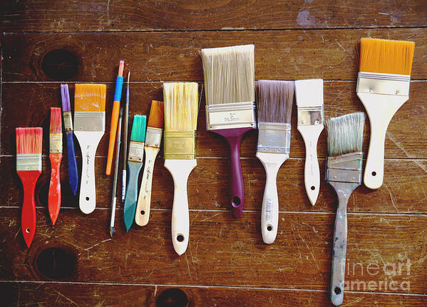 Paiantbrushes Art Print featuring the photograph Paint Brushes #1 by Kae Cheatham