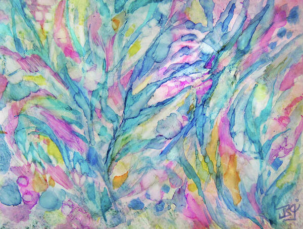 Alcohol Ink Art Print featuring the painting Pastel Garden 7-7-21 by Jean Batzell Fitzgerald