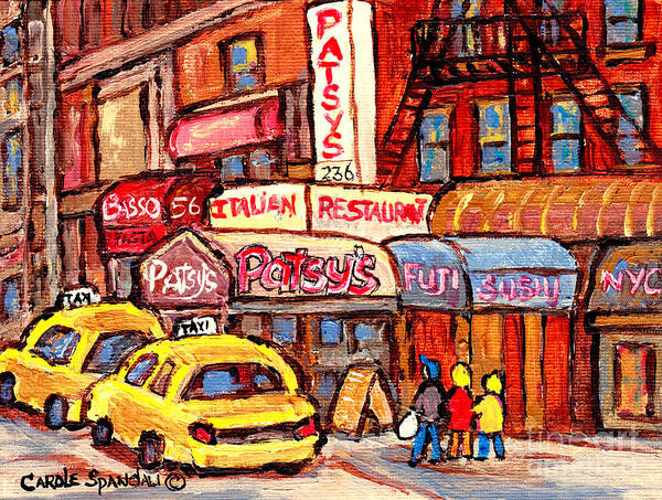 New York City Art Print featuring the painting Paintings Of New York City Patsys Italian Restaurant Carnegie Theater District Broadway C Spandau by Carole Spandau