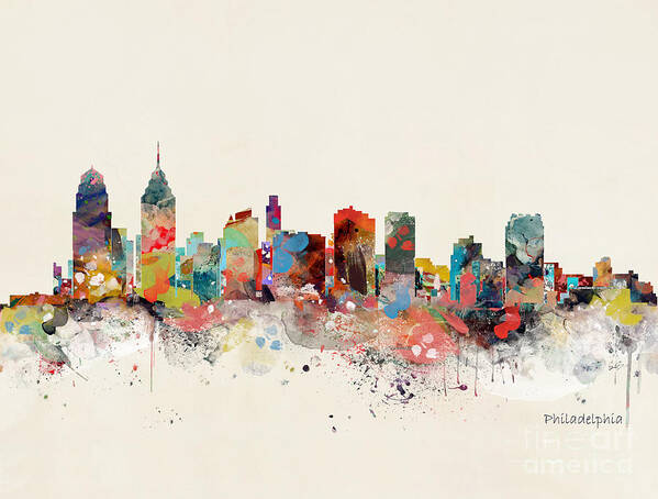 Philadelphia Art Print featuring the painting Philadelphia Skyline by Bri Buckley